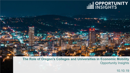The Role of Oregon's Colleges and Universities in Economic Mobility