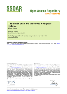 'British Jihad' and the Curves of Religious Violence Bhatt, Chetan