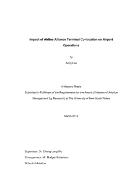 Impact of Airline Alliance Terminal Co-Location on Airport Operations