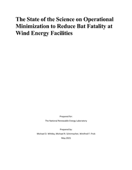 The State of the Science on Operational Minimization to Reduce Bat Fatality at Wind Energy Facilities