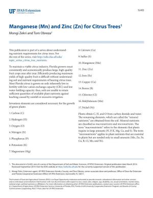 Manganese (Mn) and Zinc (Zn) for Citrus Trees1 Mongi Zekri and Tom Obreza2