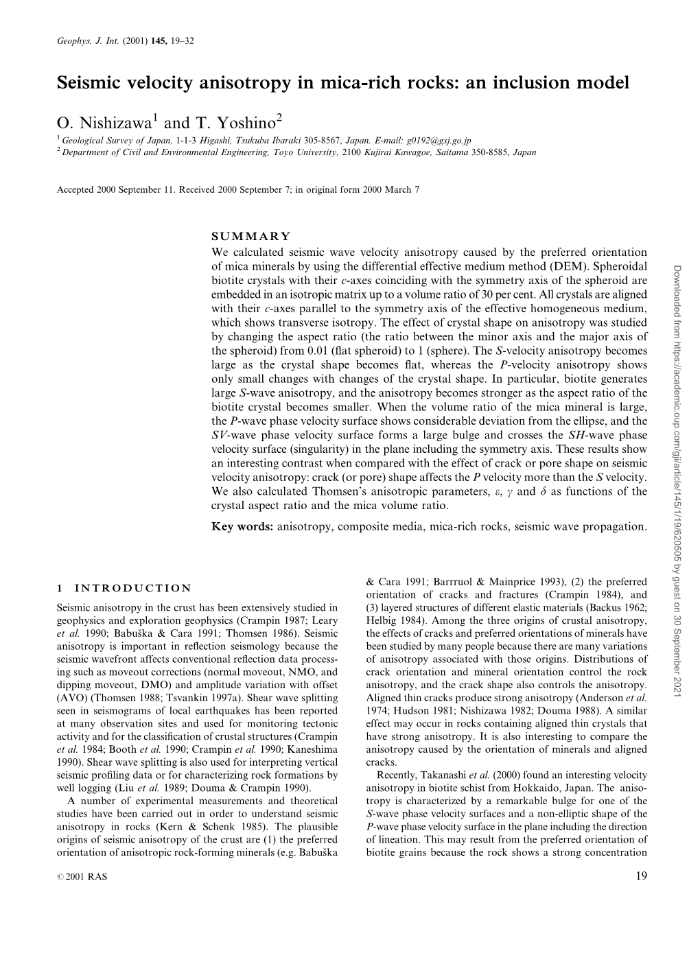 Seismic Velocity Anisotropy in Mica-Rich Rocks: an Inclusion Model