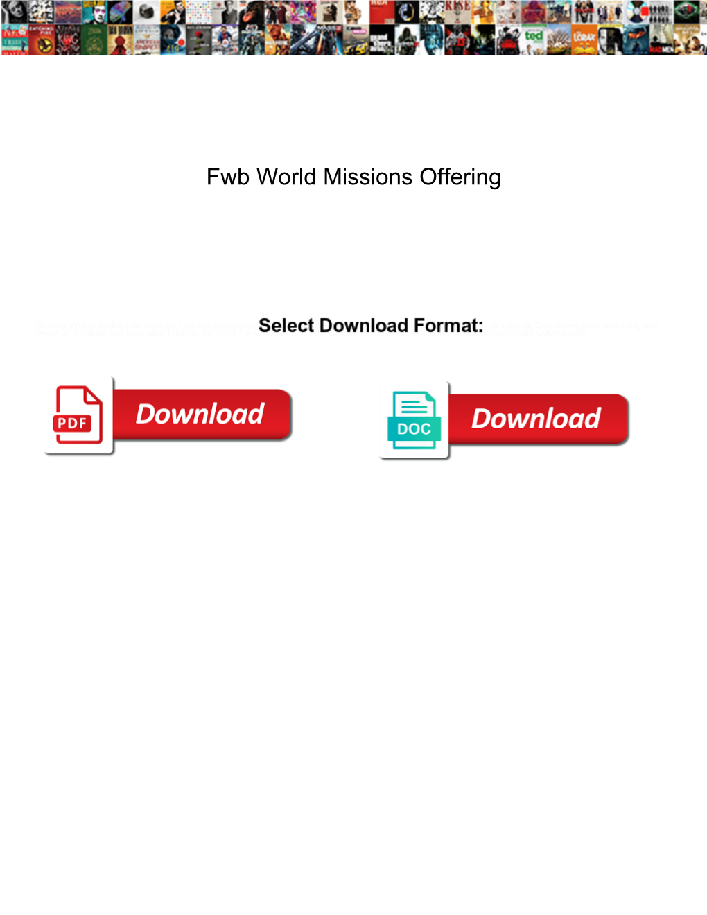 Fwb World Missions Offering