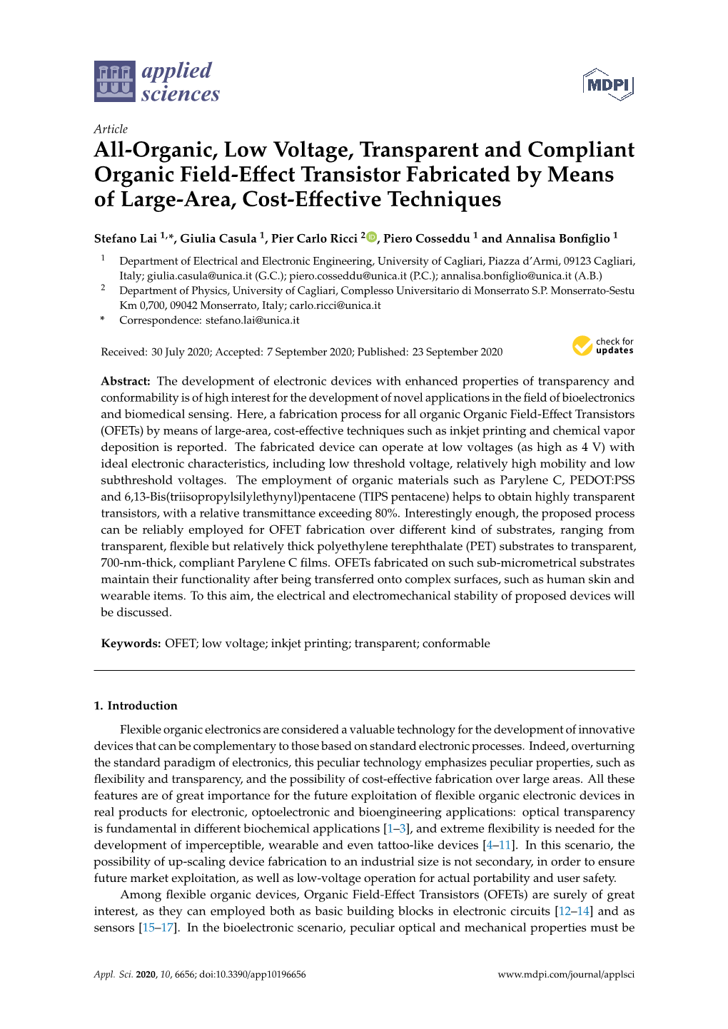 All-Organic, Low Voltage, Transparent and Compliant Organic Field-Effect