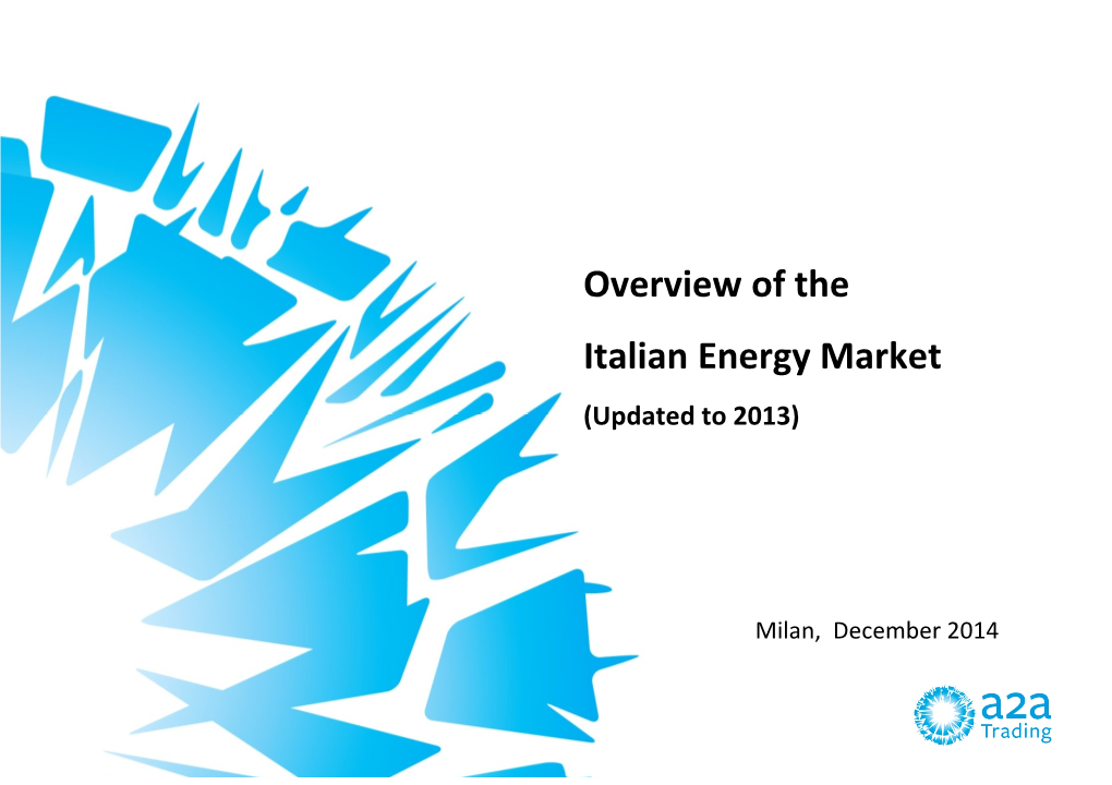 Overview of the Italian Energy Market (Updated to 2013)