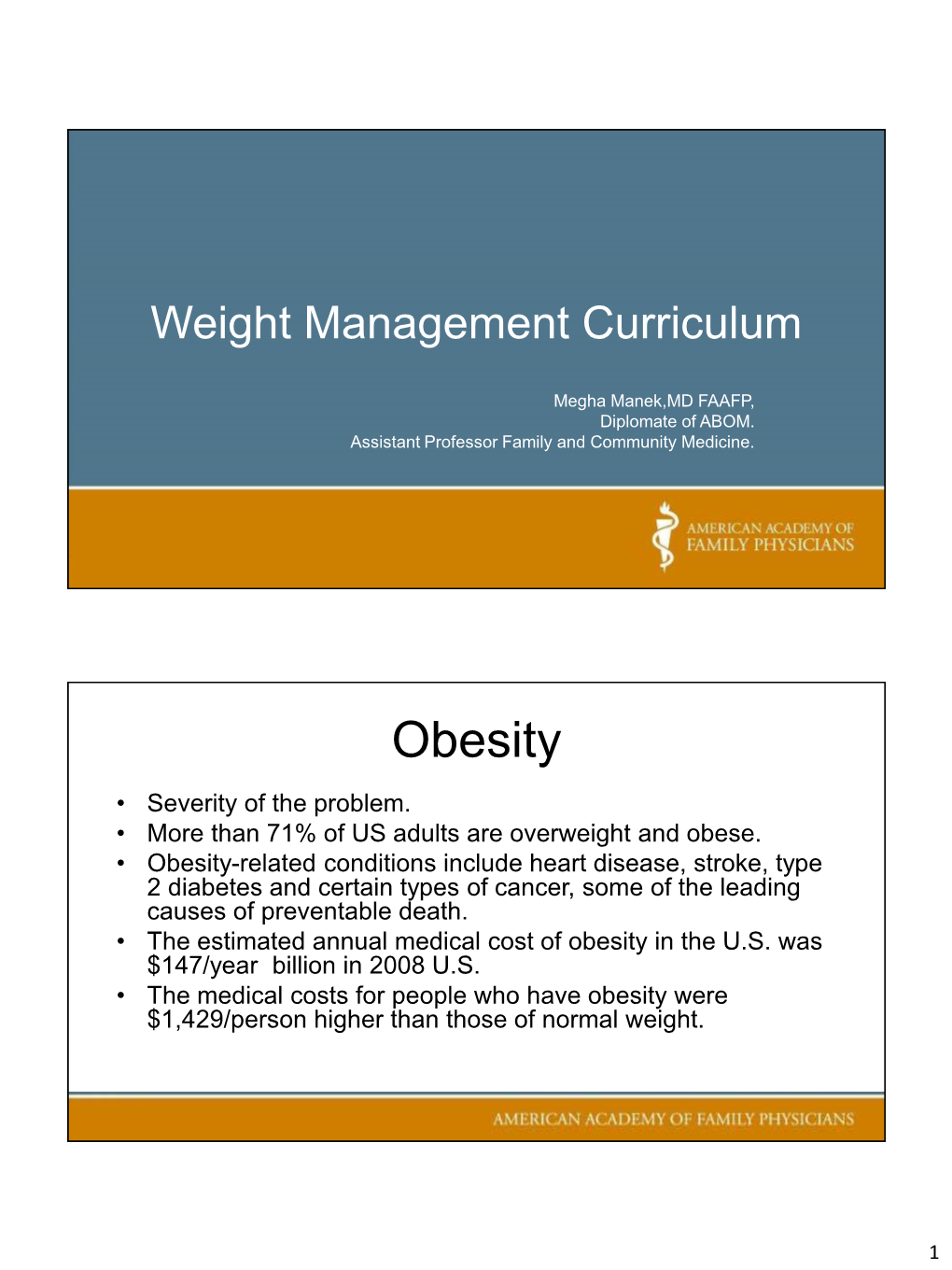 Weight Management Curriculum