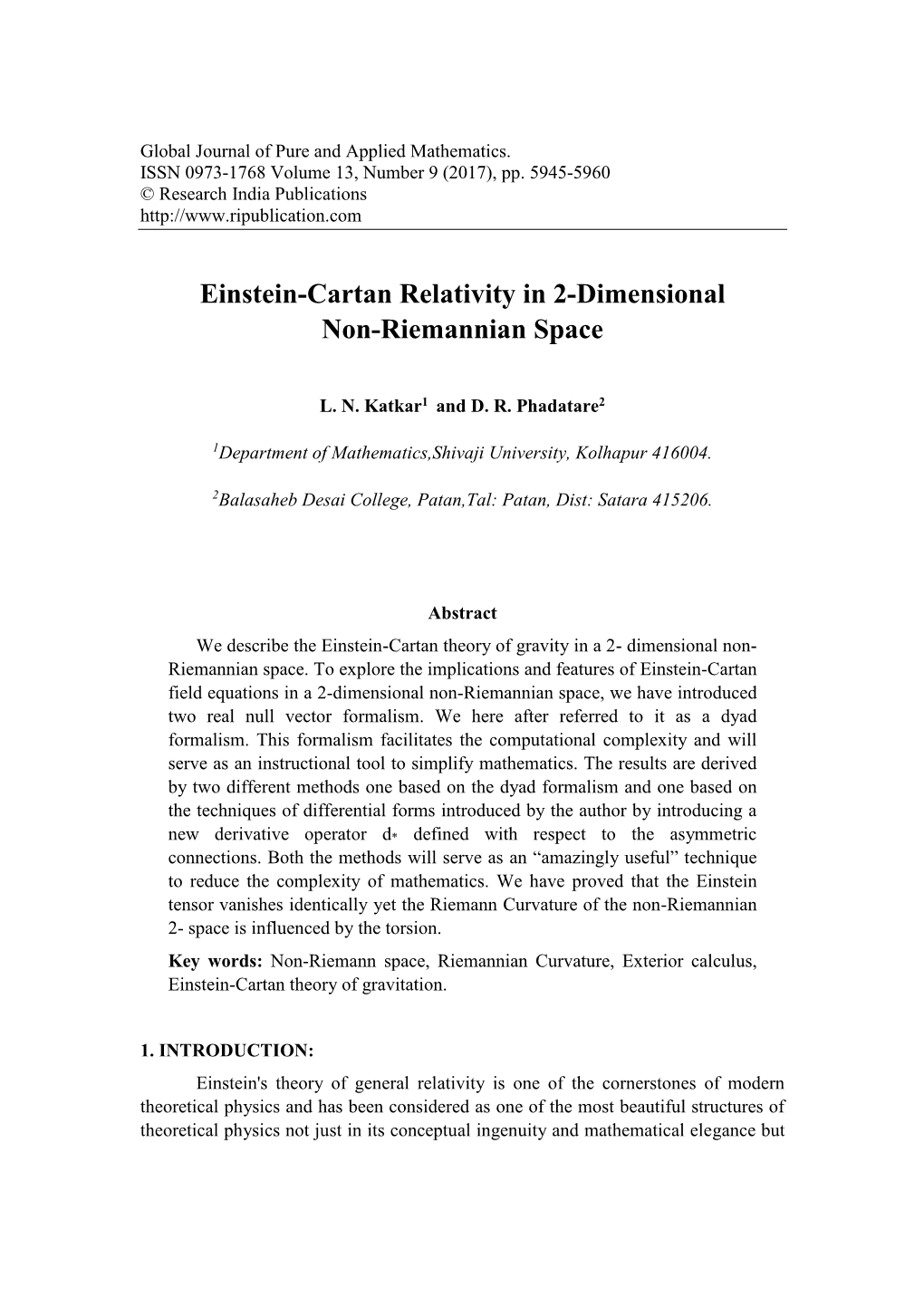 Einstein-Cartan Relativity in 2-Dimensional Non-Riemannian Space