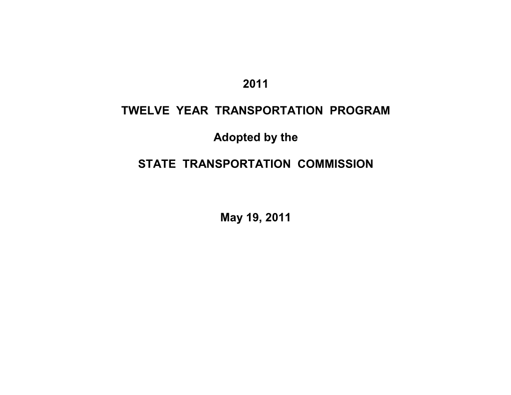 2011 Twelve Year Transportation Program