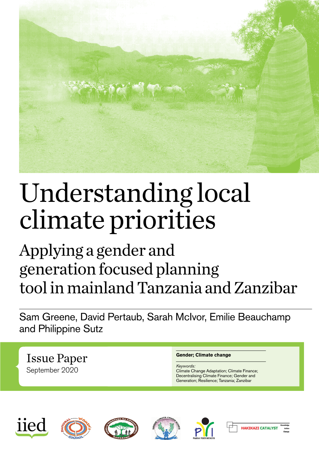 Understanding Local Climate Priorities Applying a Gender and Generation Focused Planning Tool in Mainland Tanzania and Zanzibar