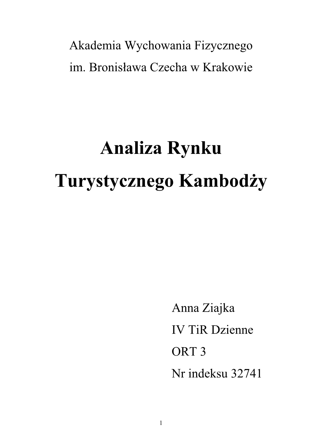 Analiza Rynku Turystycznego Kambodży