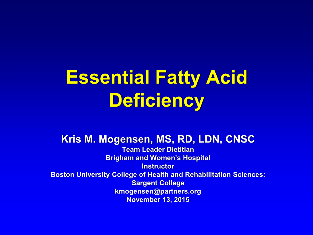 Essential Fatty Acids