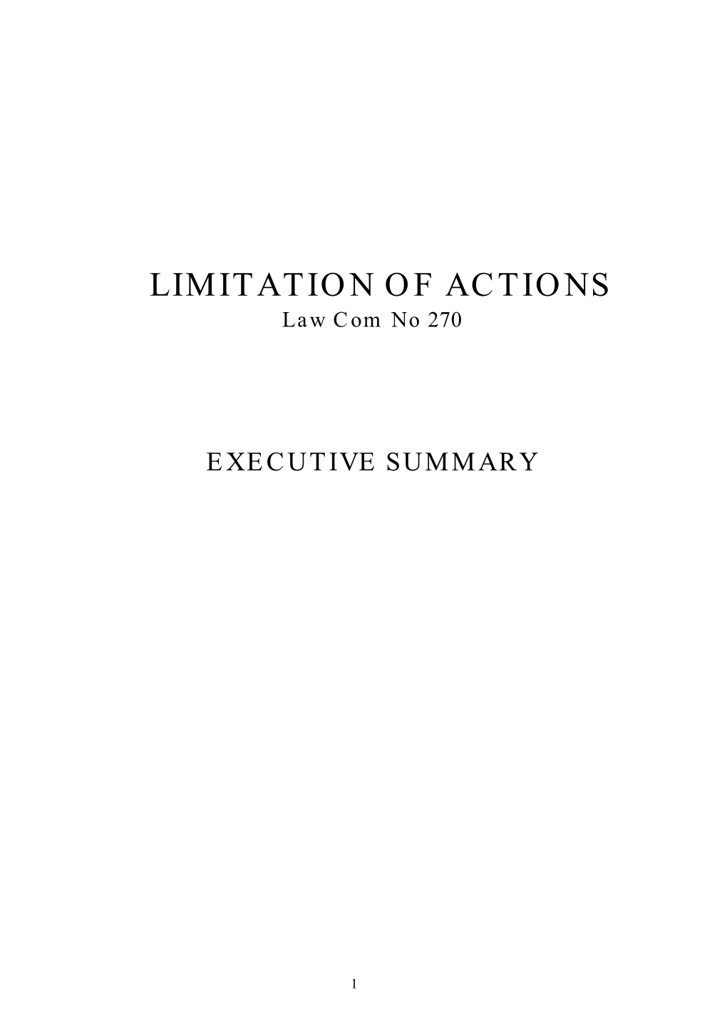 LIMITATION of ACTIONS Law Com No 270