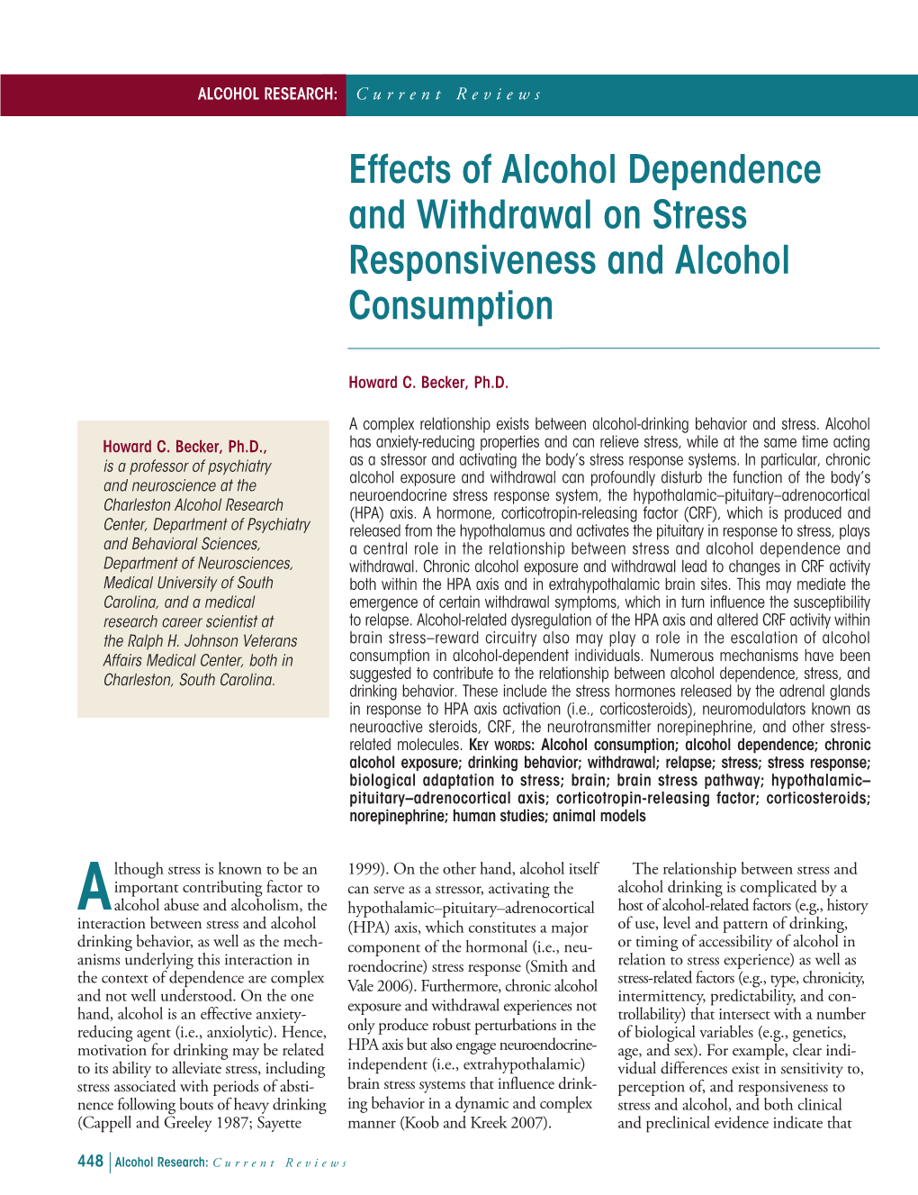 ALCOHOL RESEARCH: Current Reviews