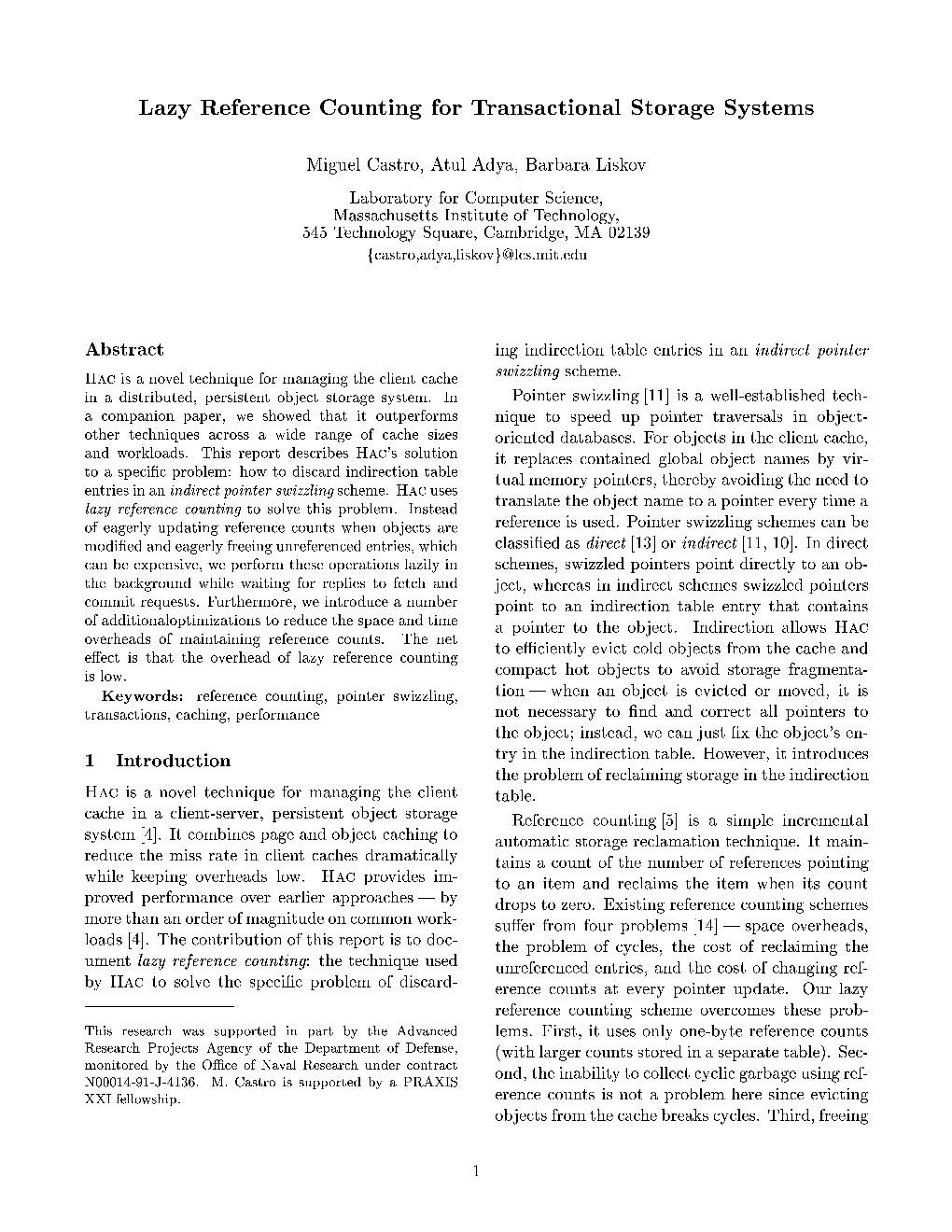 Lazy Reference Counting for Transactional Storage Systems