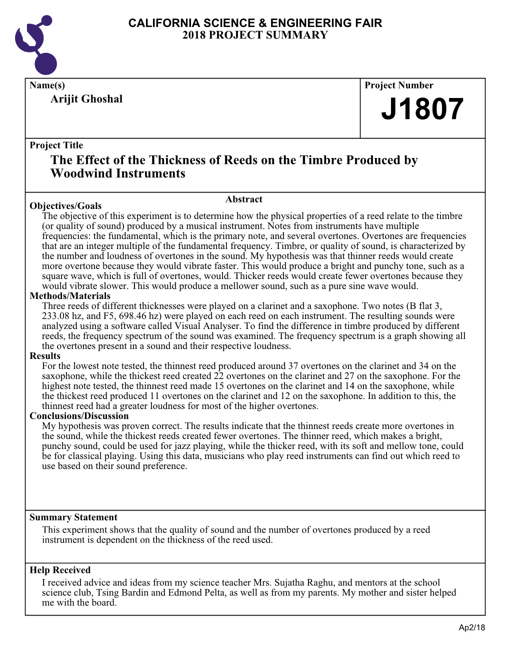 The Effect of the Thickness of Reeds on the Timbre Produced by Woodwind Instruments