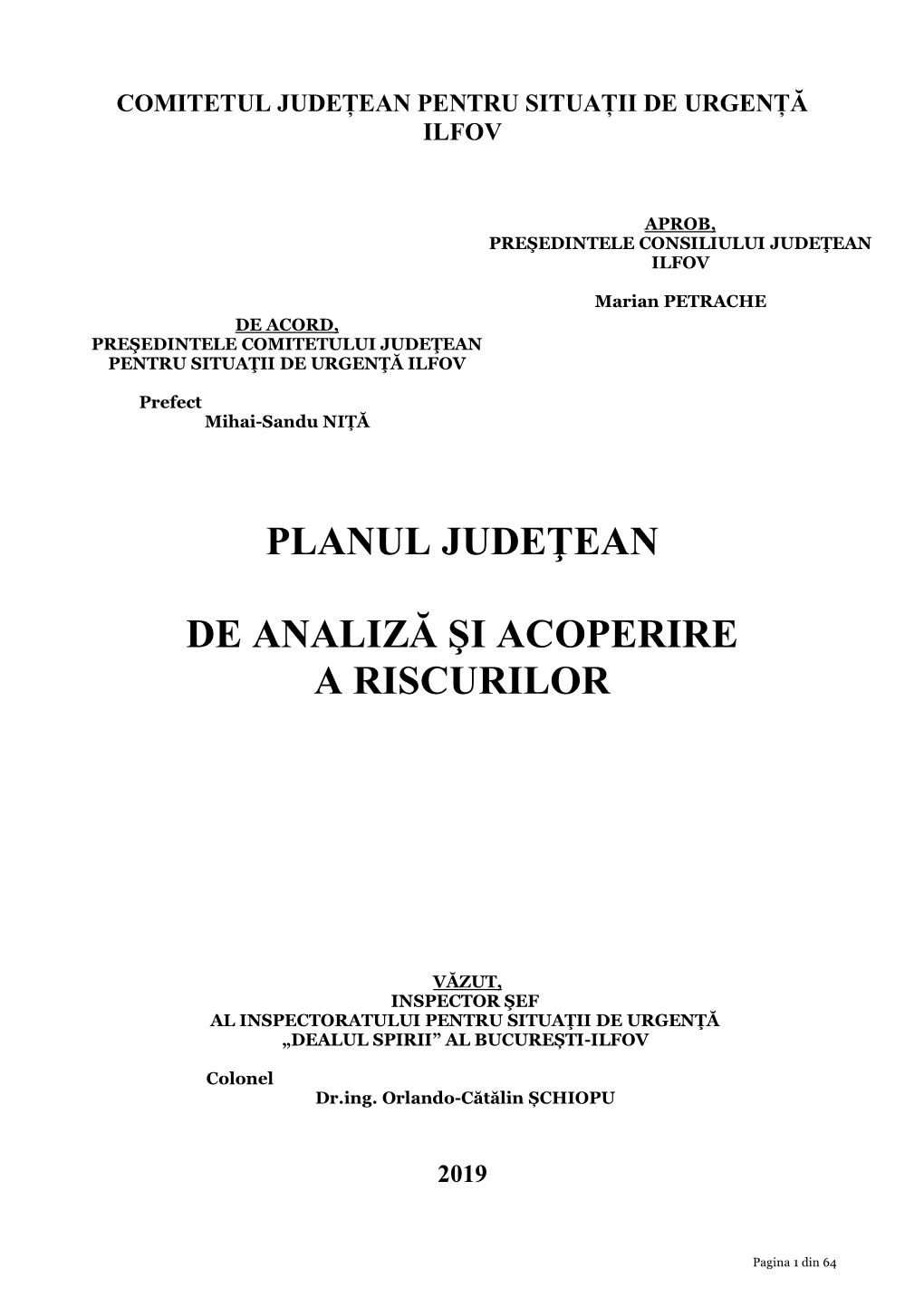 Planul Judeţean De Analiză Şi Acoperire a Riscurilor