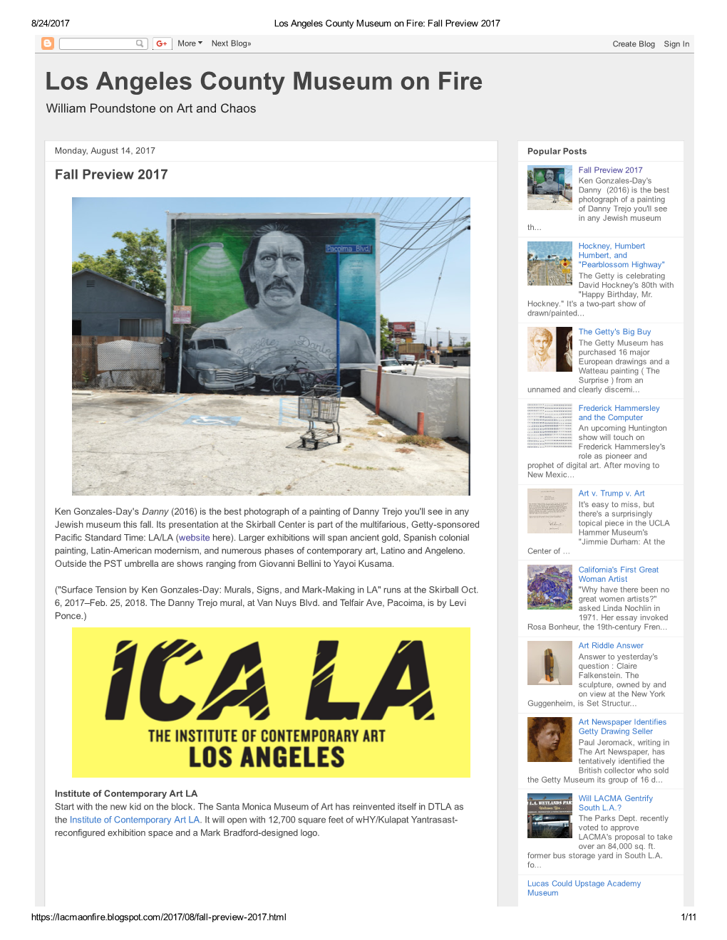 Los Angeles County Museum on Fire: Fall Preview 2017