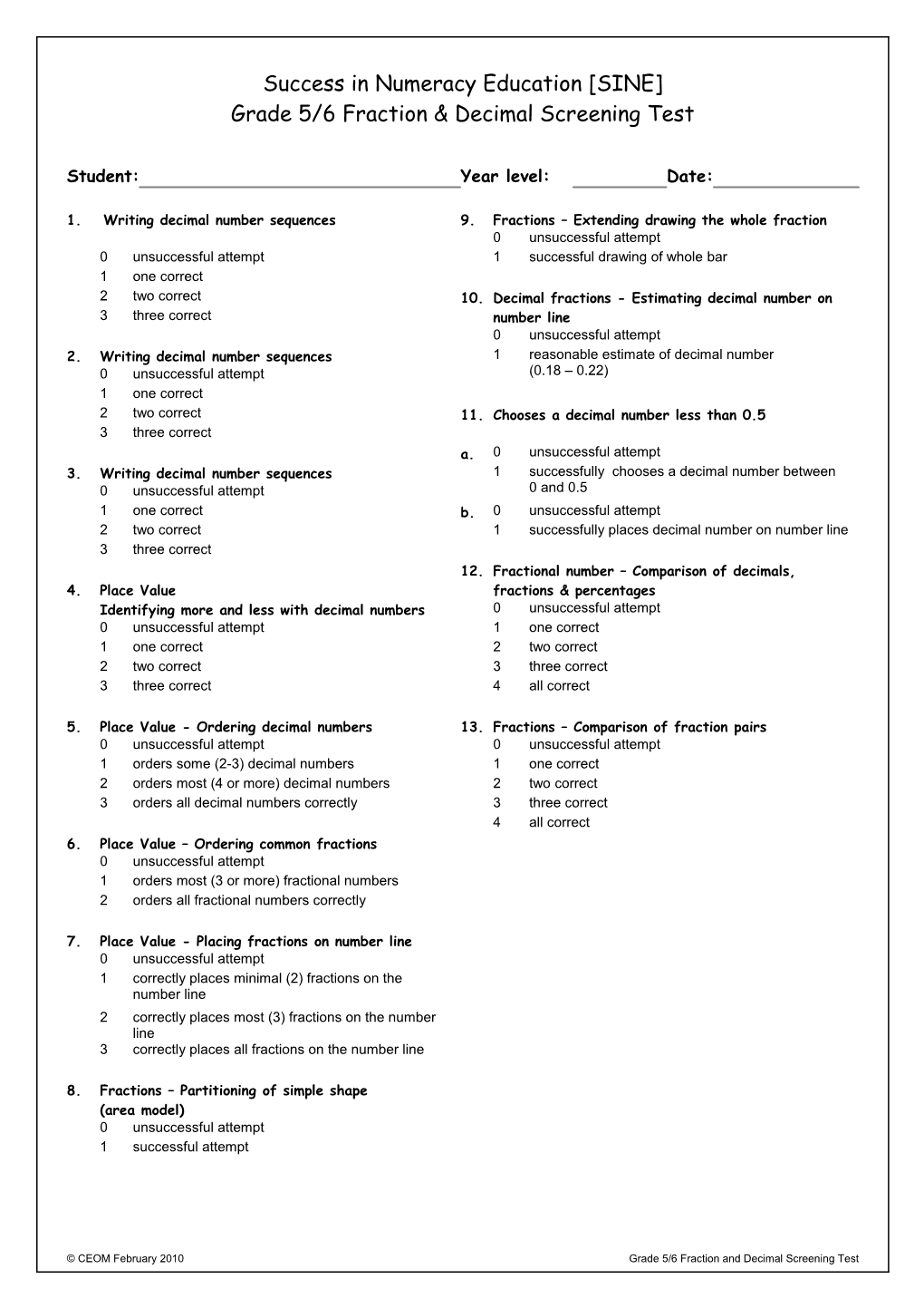 Success In Numeracy Education [SINE]