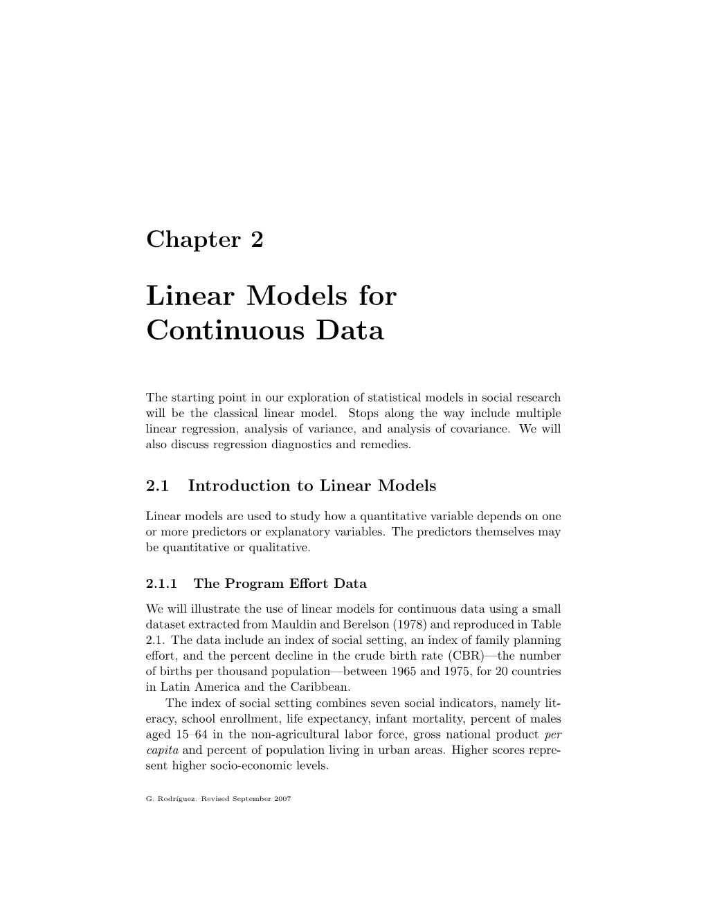 2. Linear Models for Continuous Data