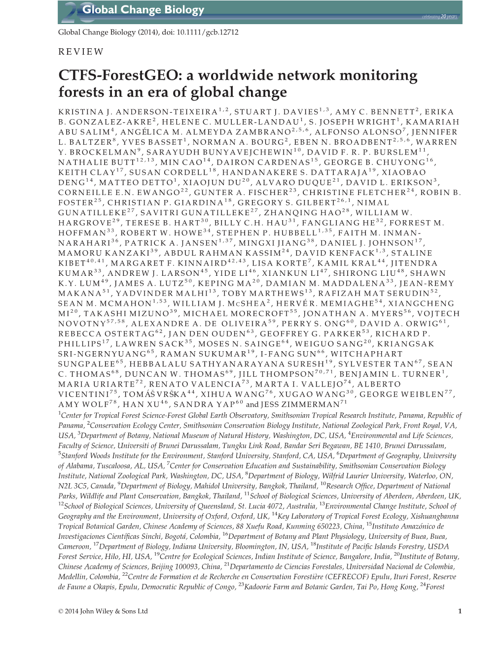 A Worldwide Network Monitoring Forests in an Era of Global Change