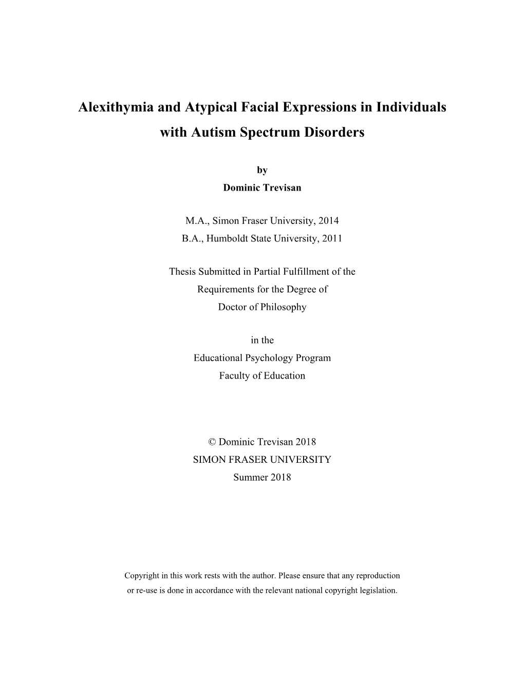 Alexithymia and Atypical Facial Expressions in Individuals with Autism Spectrum Disorders