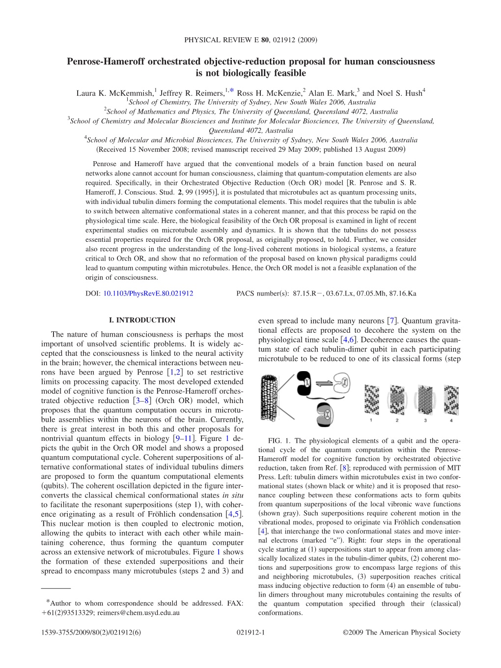 Penrose-Hameroff Orchestrated Objective-Reduction Proposal for Human Consciousness Is Not Biologically Feasible