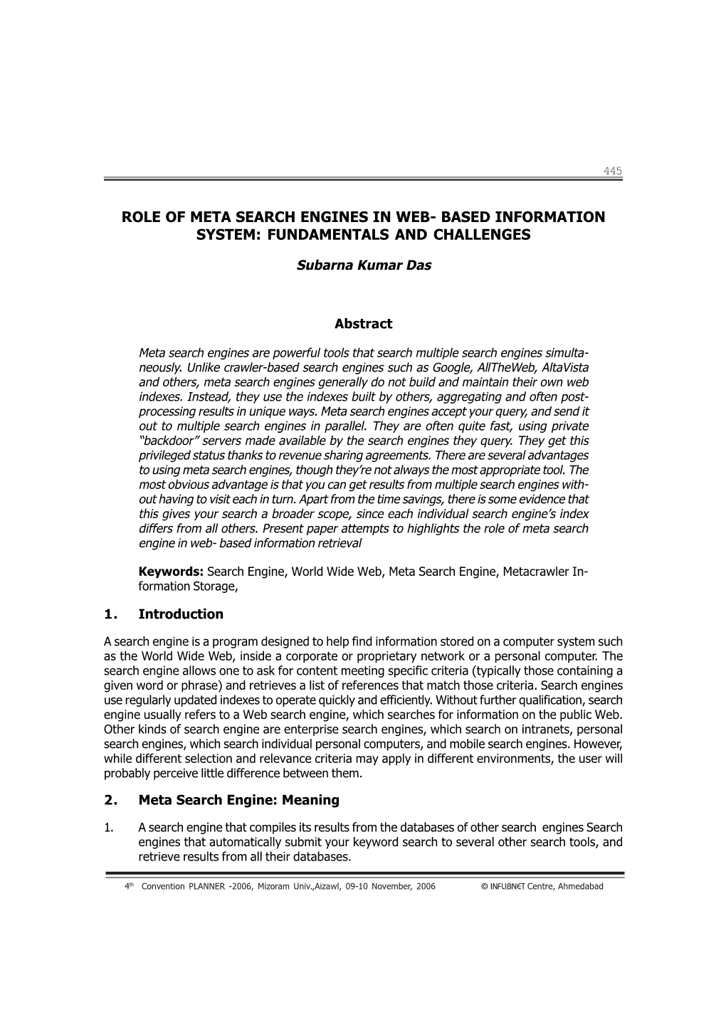 Role of Meta Search Engines in Web- Based Information System: Fundamentals and Challenges