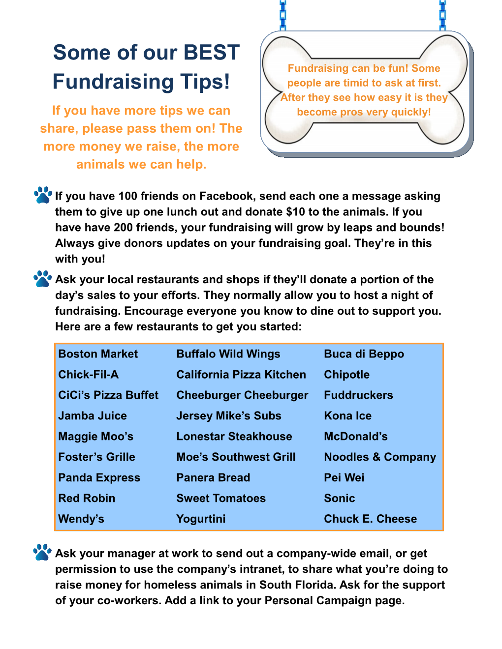 Some of Our BEST Fundraising Tips!
