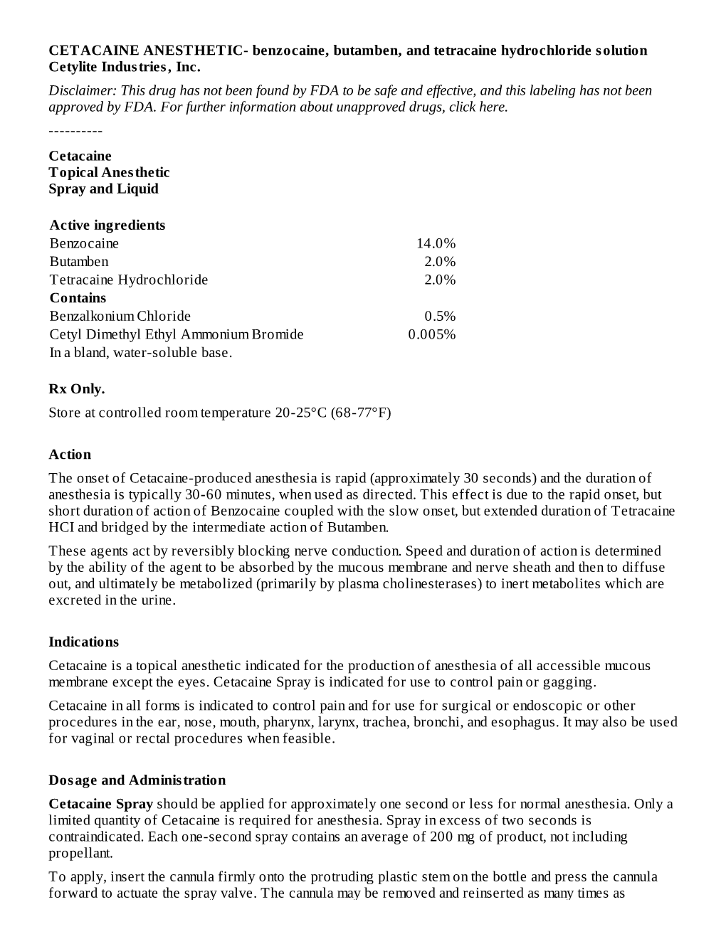 Cetacaine Topical Anesthetic Spray and Liquid