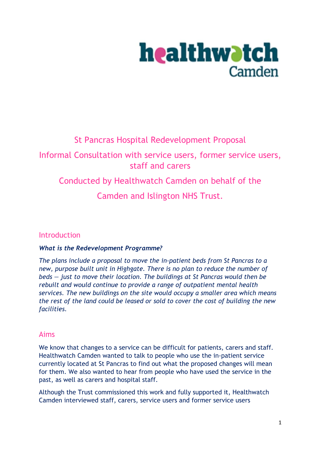 St Pancras Hospital Redevelopment Proposal