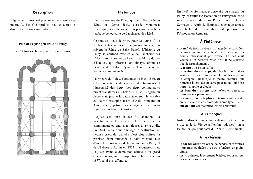 LE PULEY Fley Rimont, Genouilly, Germagny, Joncy, Le Puley, Saint Huruge, Saint-Boil, Bibliographie Saint-Micaud, Saint-Privé, Saint-Ythaire, Église Prieurale