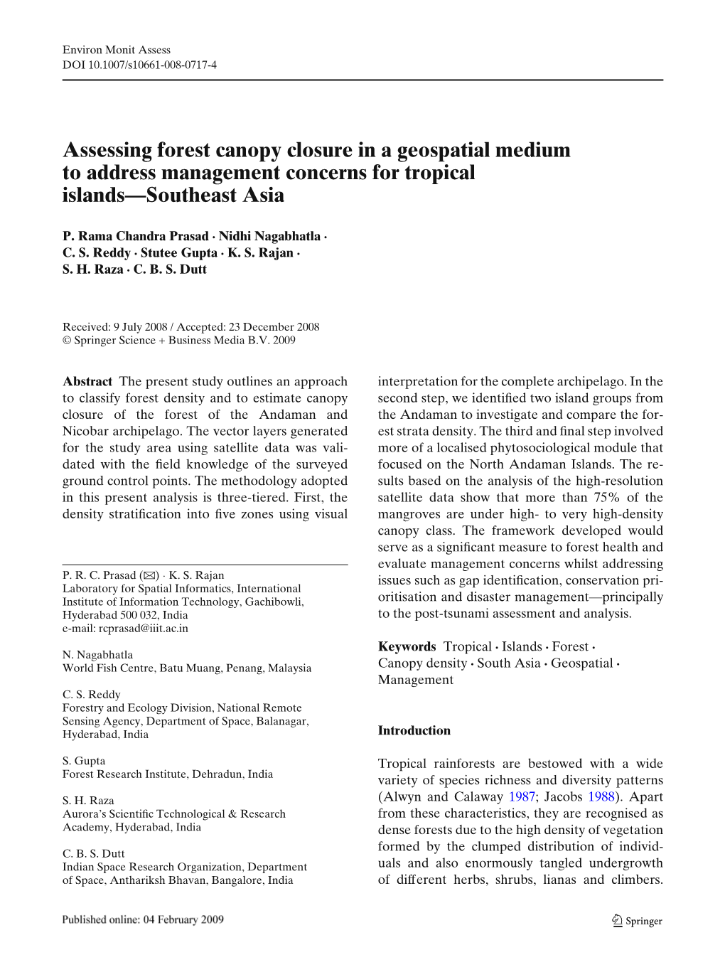 Assessing Forest Canopy Closure in a Geospatial Medium to Address Management Concerns for Tropical Islands—Southeast Asia