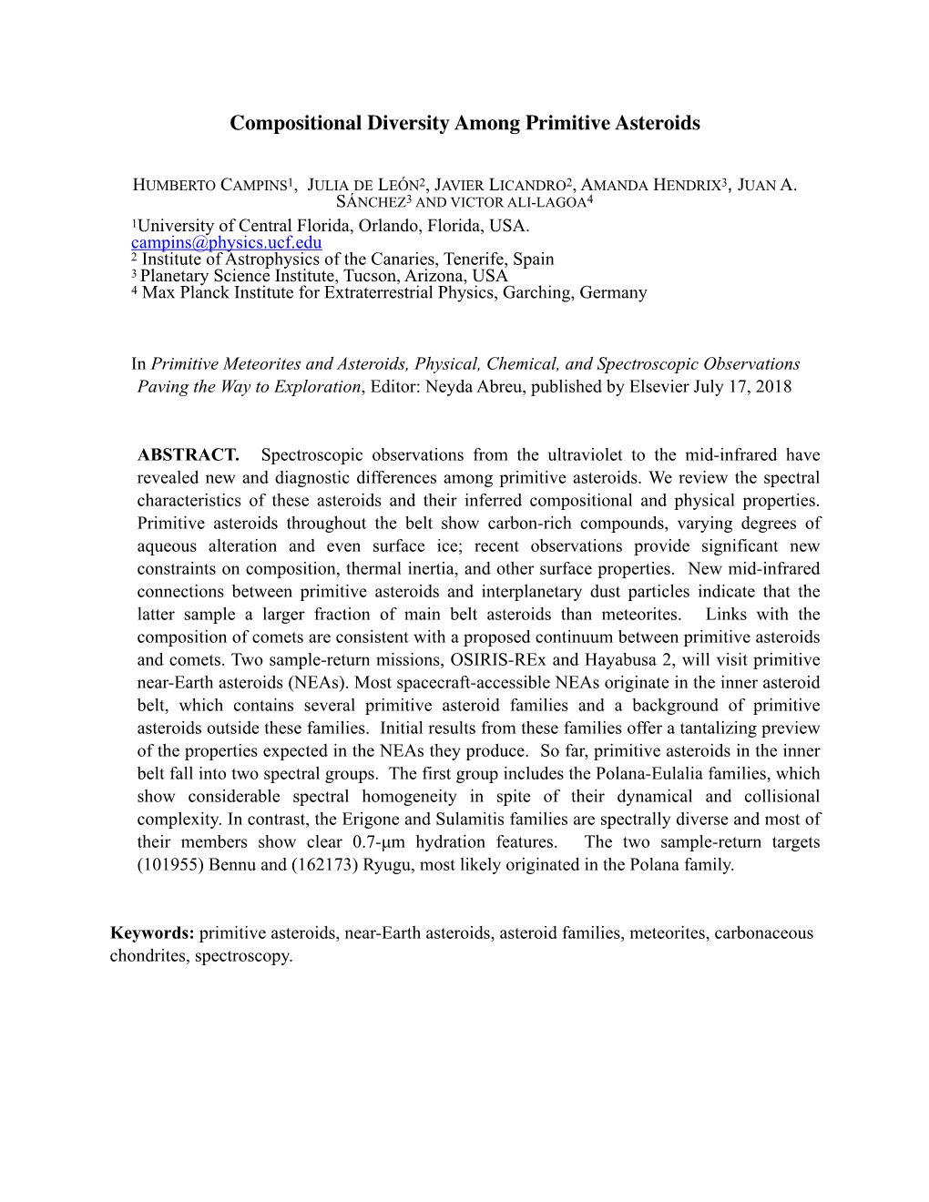 Compositional Diversity Among Primitive Asteroids