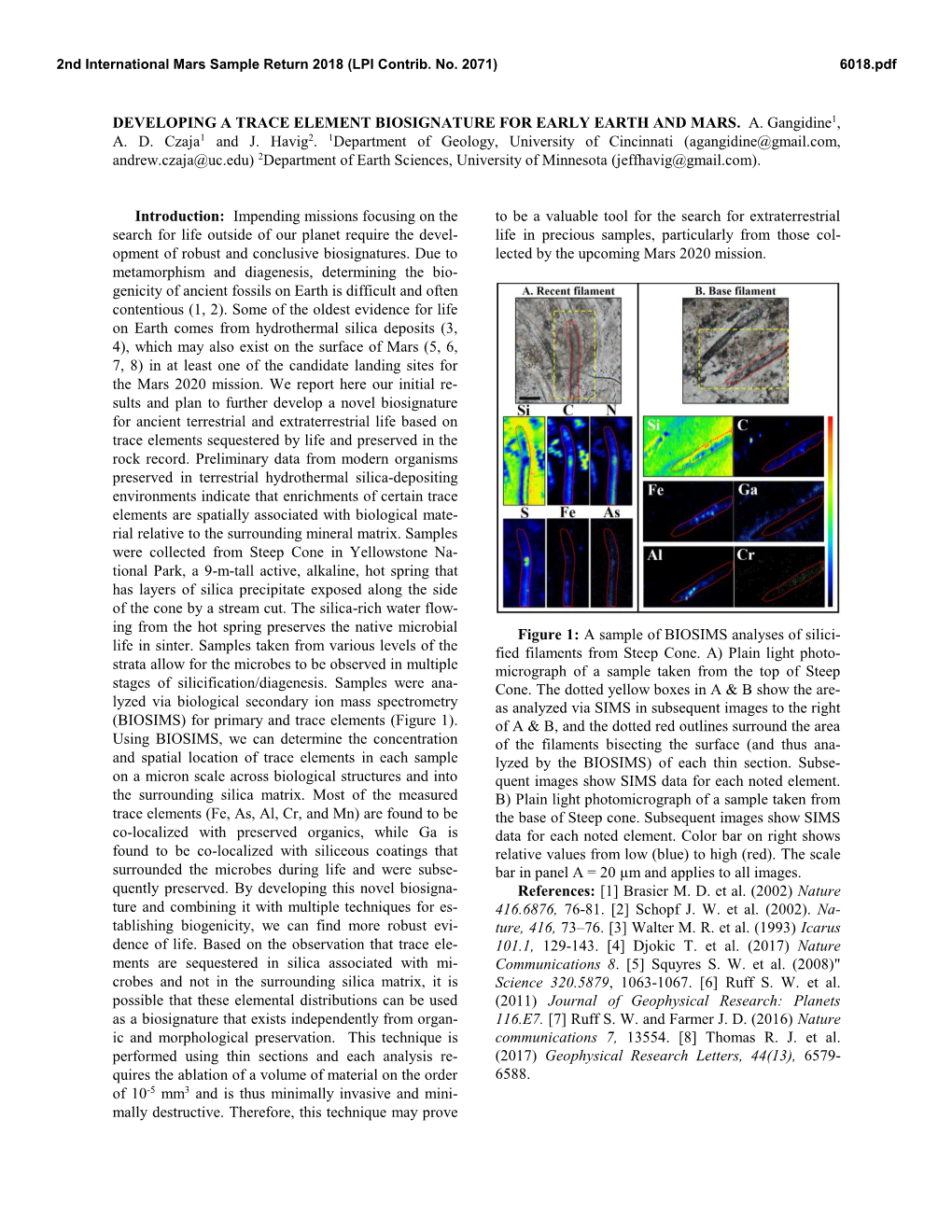 Developing a Trace Element Biosignature for Early Earth and Mars