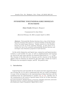 Symmetric Polynomial-Like Boolean Functions