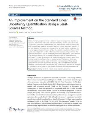 An Improvement on the Standard Linear Uncertainty Quantification Using a Least- Squares Method Heejin Cho1* , Rogelio Luck1 and James W