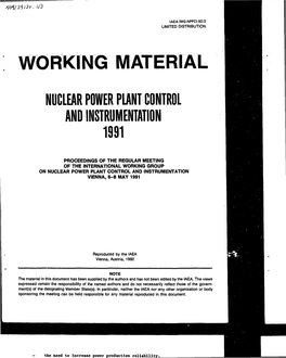 Working Material Nuclear Power Plant Control and Instrumentation 1991