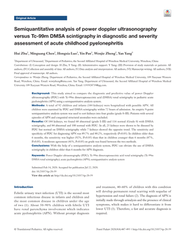 Semiquantitative Analysis of Power Doppler Ultrasonography Versus Tc-99M DMSA Scintigraphy in Diagnostic and Severity Assessment of Acute Childhood Pyelonephritis