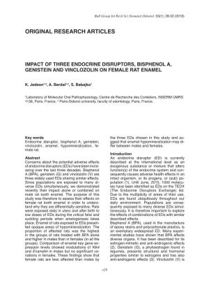 Impact of Three Endocrine Disruptors, Bisphenol A, Genistein and Vinclozolin on Female Rat Enamel