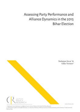 Assessing Party Performance and Alliance Dynamics in the 2015 Bihar Election
