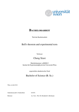 Bell's Theorem and Experimental Tests