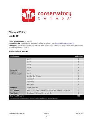 Classical Voice Grade 10