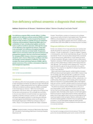 Iron Deficiency Without Anaemia: a Diagnosis That Matters