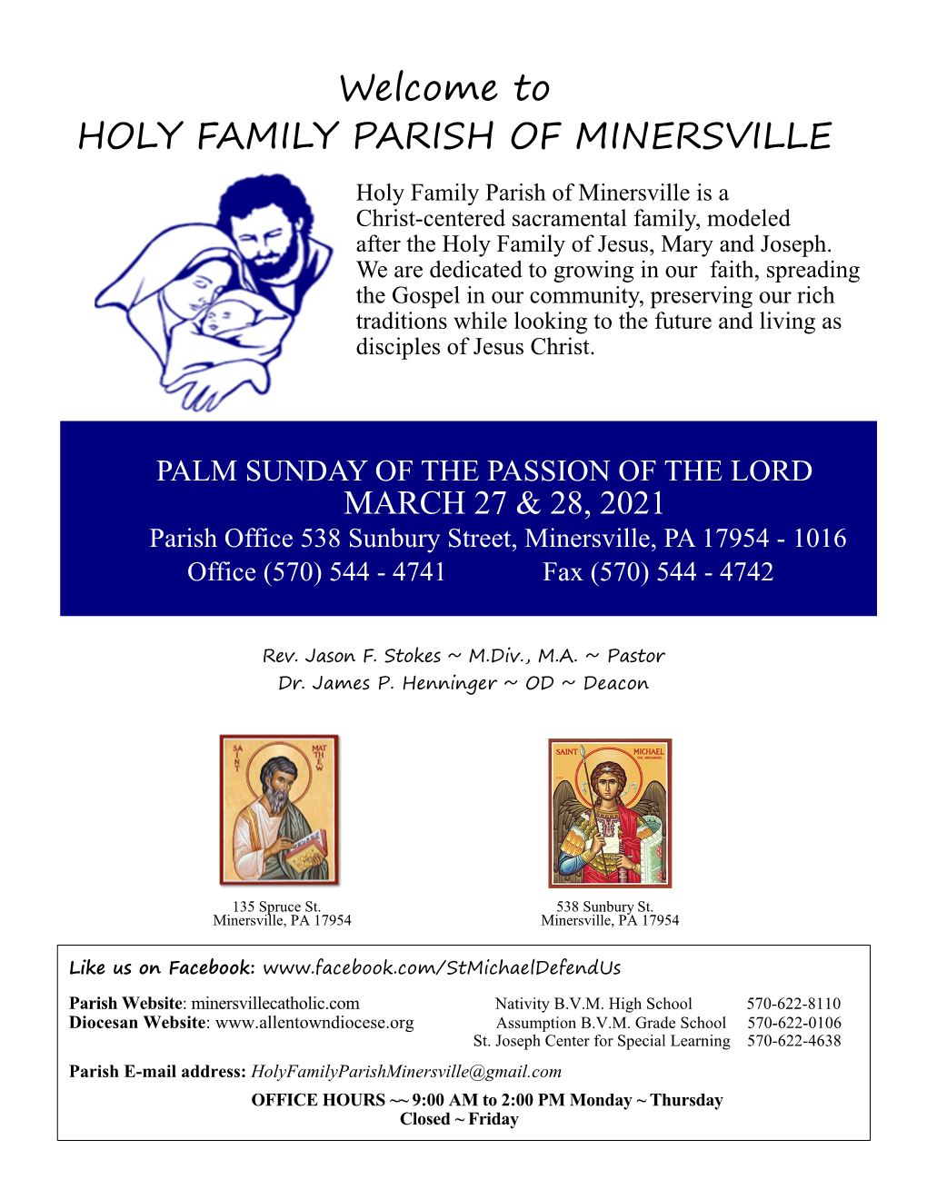 Welcome to HOLY FAMILY PARISH of MINERSVILLE