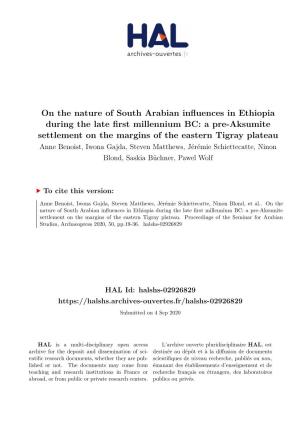On the Nature of South Arabian Influences in Ethiopia During the Late First Millennium BC: a Pre-Aksumite Settlement on the Marg