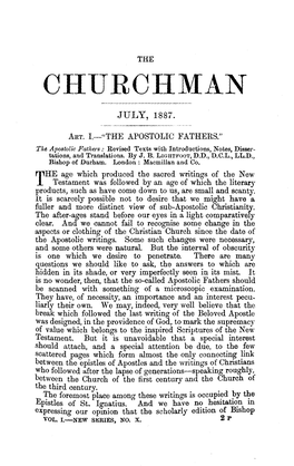 "'The Apostolic Fathers'," the Churchman 1.10