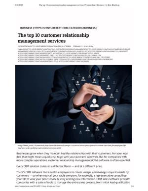 The Top 10 Customer Relationship Management Services | Venturebeat | Business | by Eric Blattberg