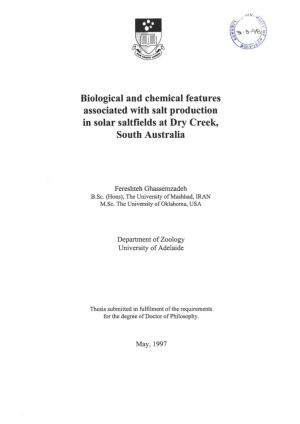 Biological and Chemical Features Associated with Salt Production in Solar Saltfields at Dry Creek, South Australia