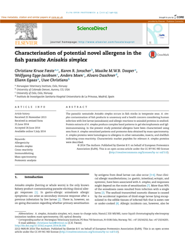 Characterisation of Potential Novel Allergens in the Fish