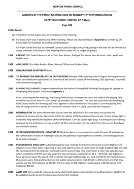 Horton Parish Council Minutes of the Parish Meeting